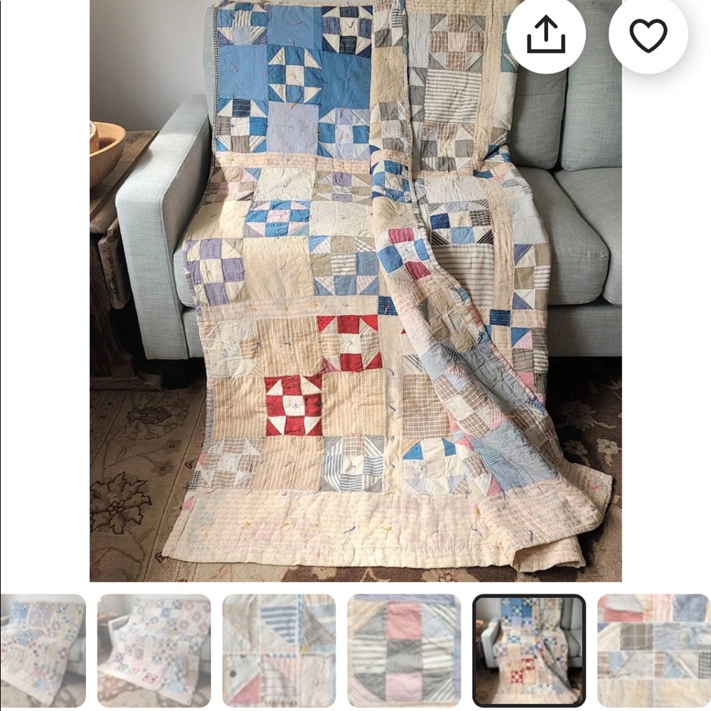 Double sided quilt with quilt inside 30’s era vintage